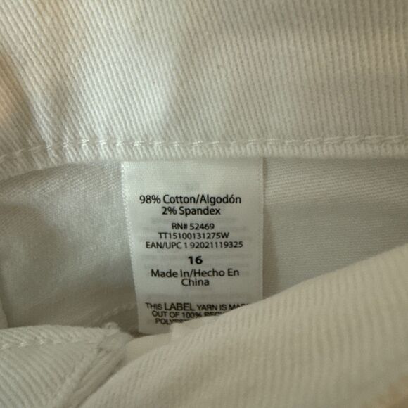 NEW Distressed High-Rise 5 Button Fly Straight Leg Raw Hem Jeans size 16 White - Picture 7 of 10